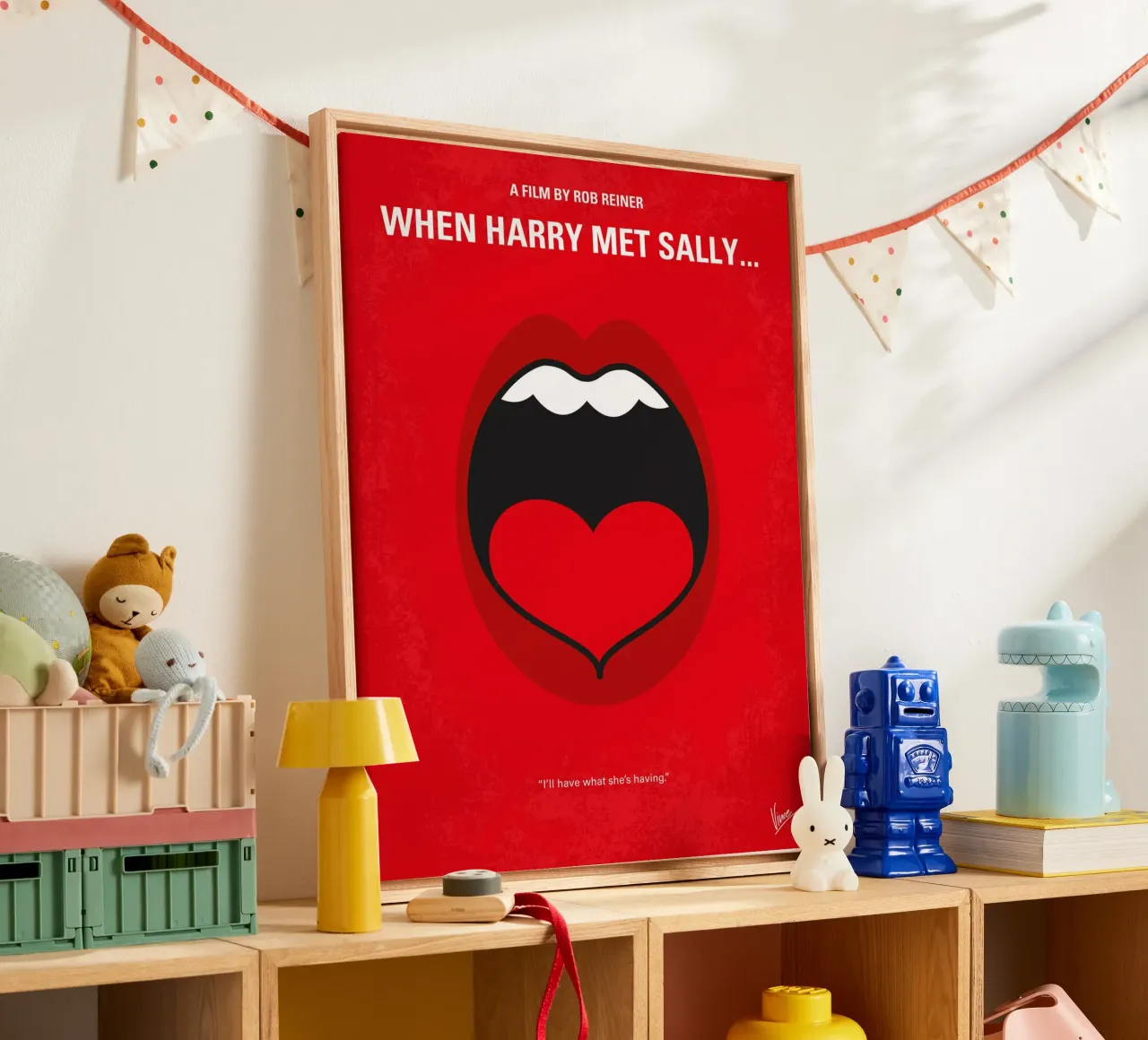 No405 My When Harry Met Sally minimal movie poster tela con Cornice a cassetta da Chungkong
