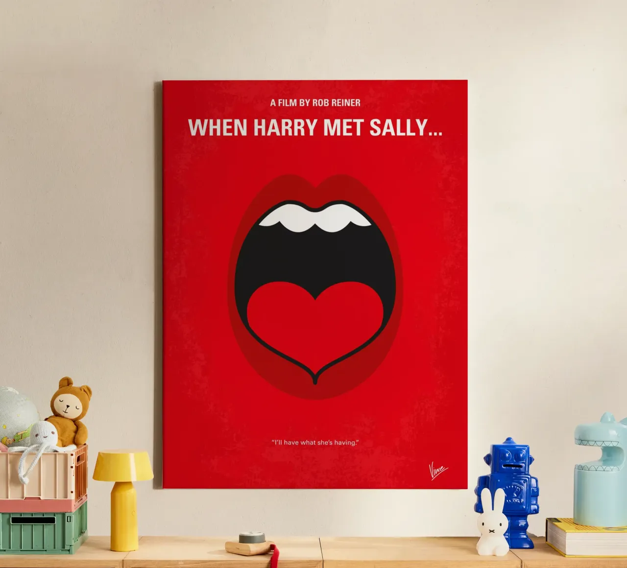 No405 My When Harry Met Sally minimal movie poster tela con Cornice a cassetta da Chungkong