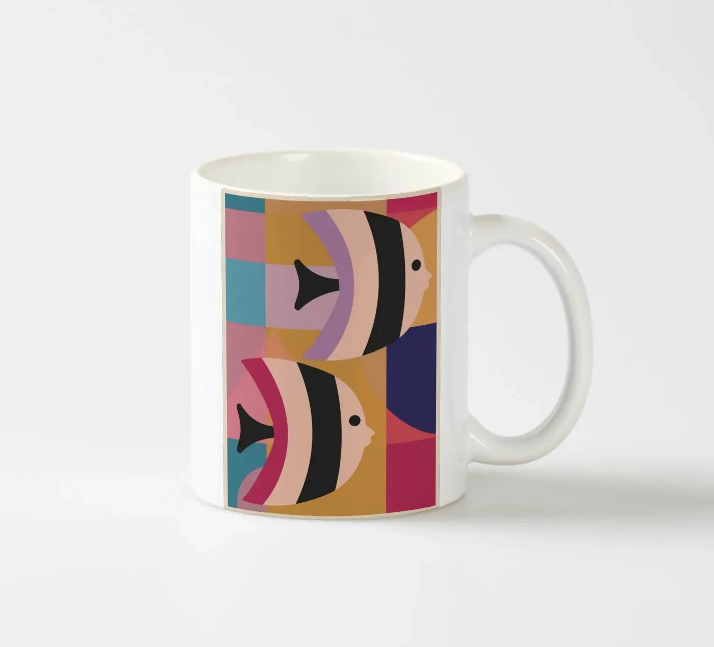 Geometric Fish ceramic mug by Gaite