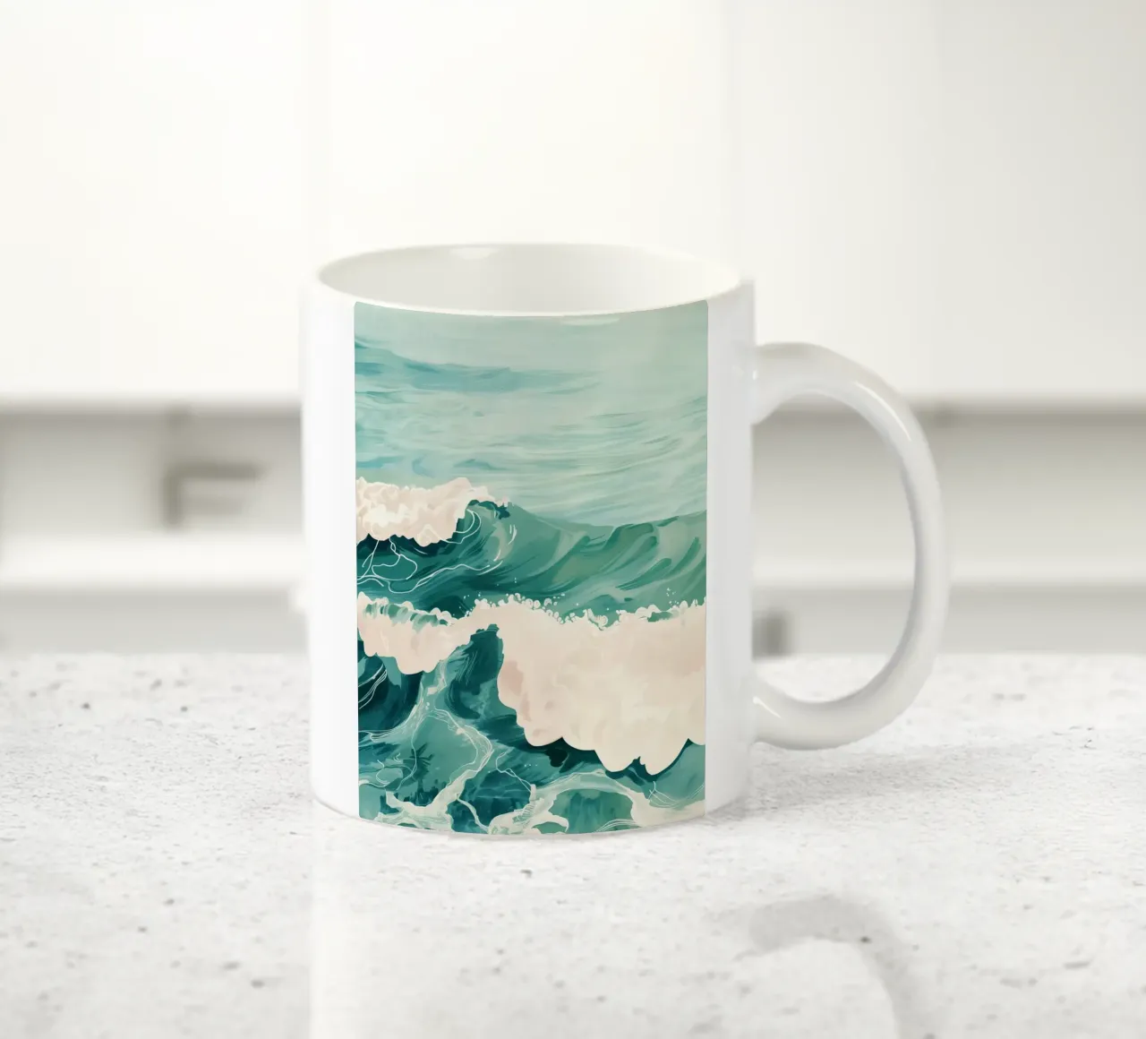 Emerald Waves ceramic mug by softsoul