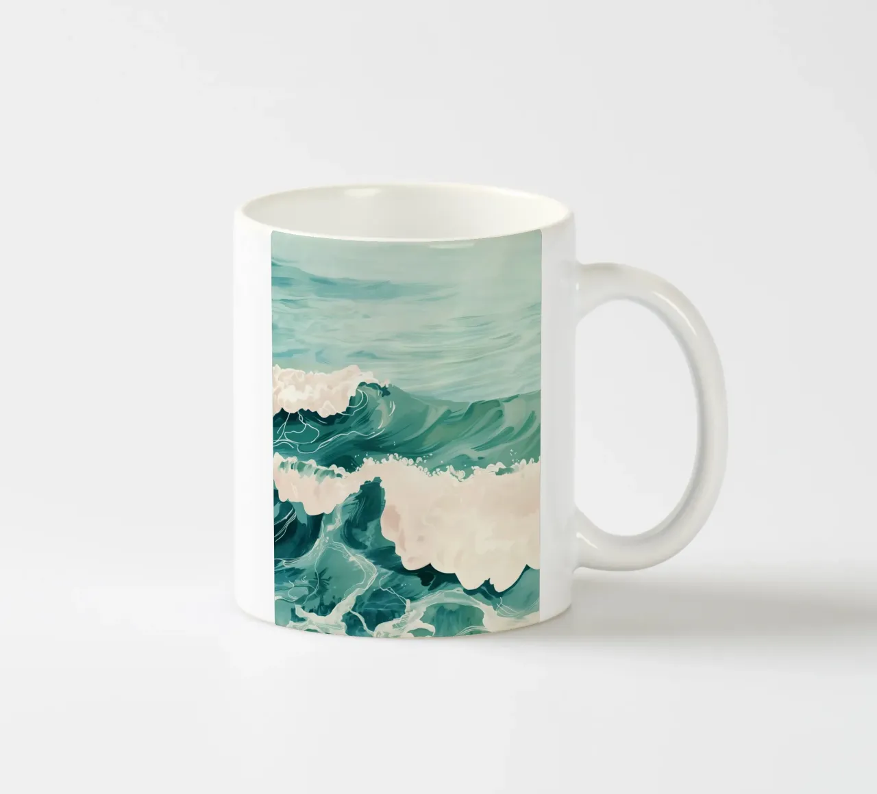 Emerald Waves ceramic mug by softsoul