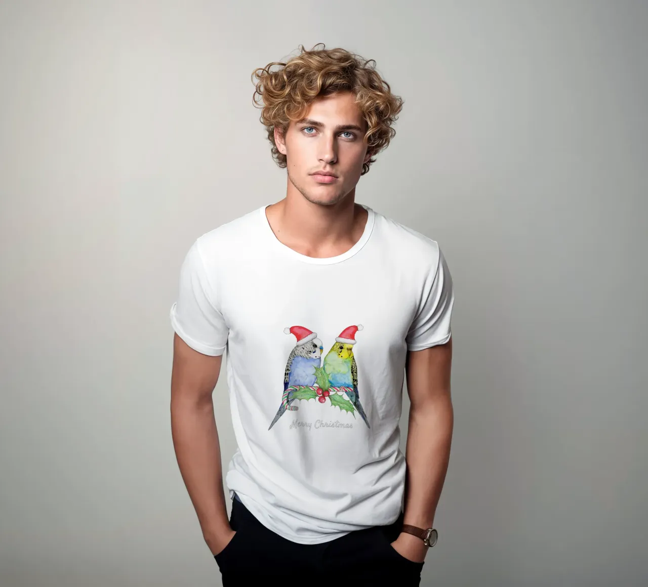 Due simpatici pappagallini in stile natalizio t-shirt da BwiseLizzy