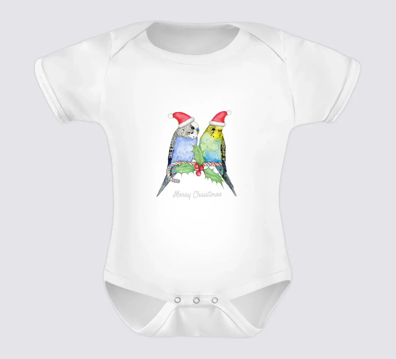 Due simpatici pappagallini in stile natalizio body neonato maniche corte da BwiseLizzy