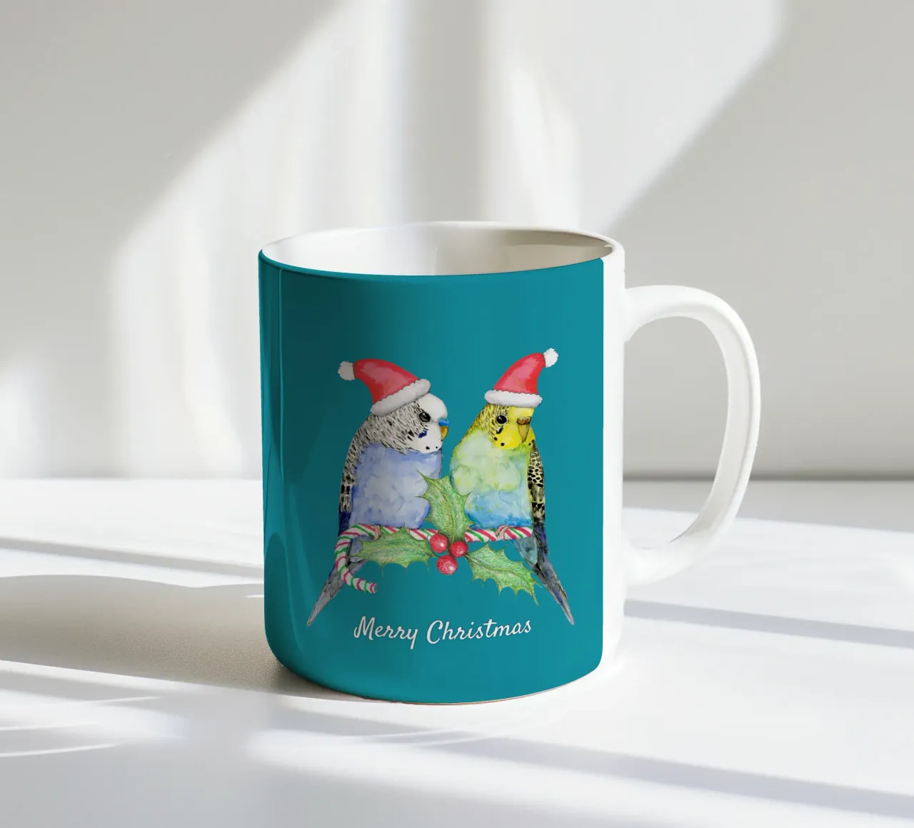 Due simpatici pappagallini in stile natalizio tazza in ceramica da BwiseLizzy