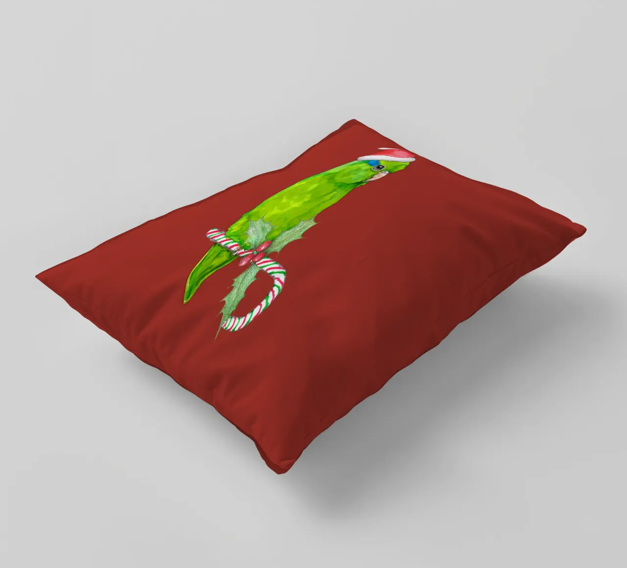 Pappagallino verde stile Natale cuscino da BwiseLizzy