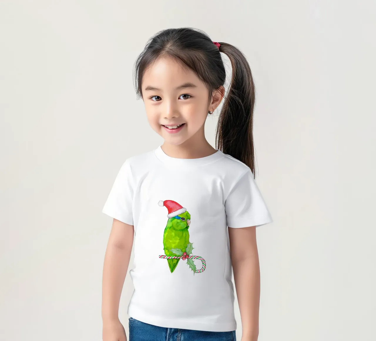 Grüner Papagei weihnachten stil Kinder T-Shirt von BwiseLizzy
