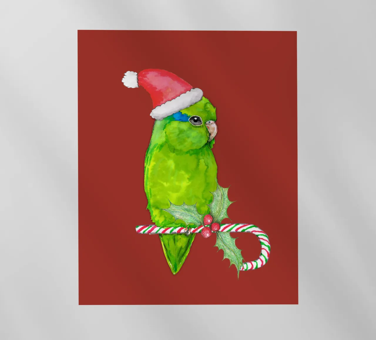 Papagayo verde estilo navidad lámina retroiluminada de BwiseLizzy