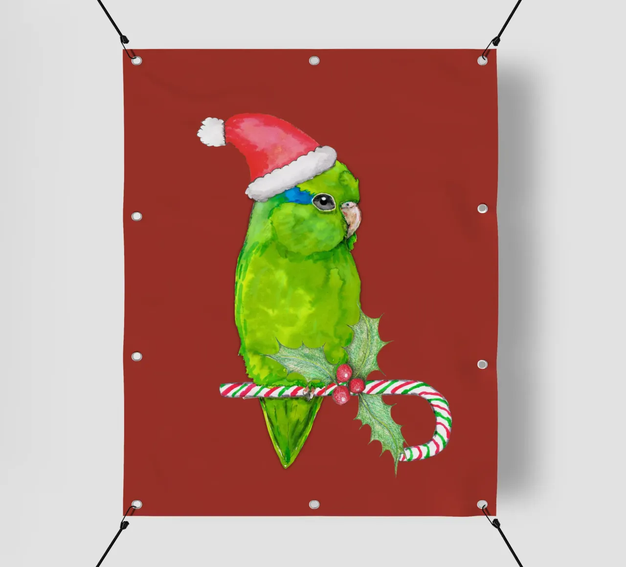 Pappagallino verde stile Natale telo in pvc da BwiseLizzy