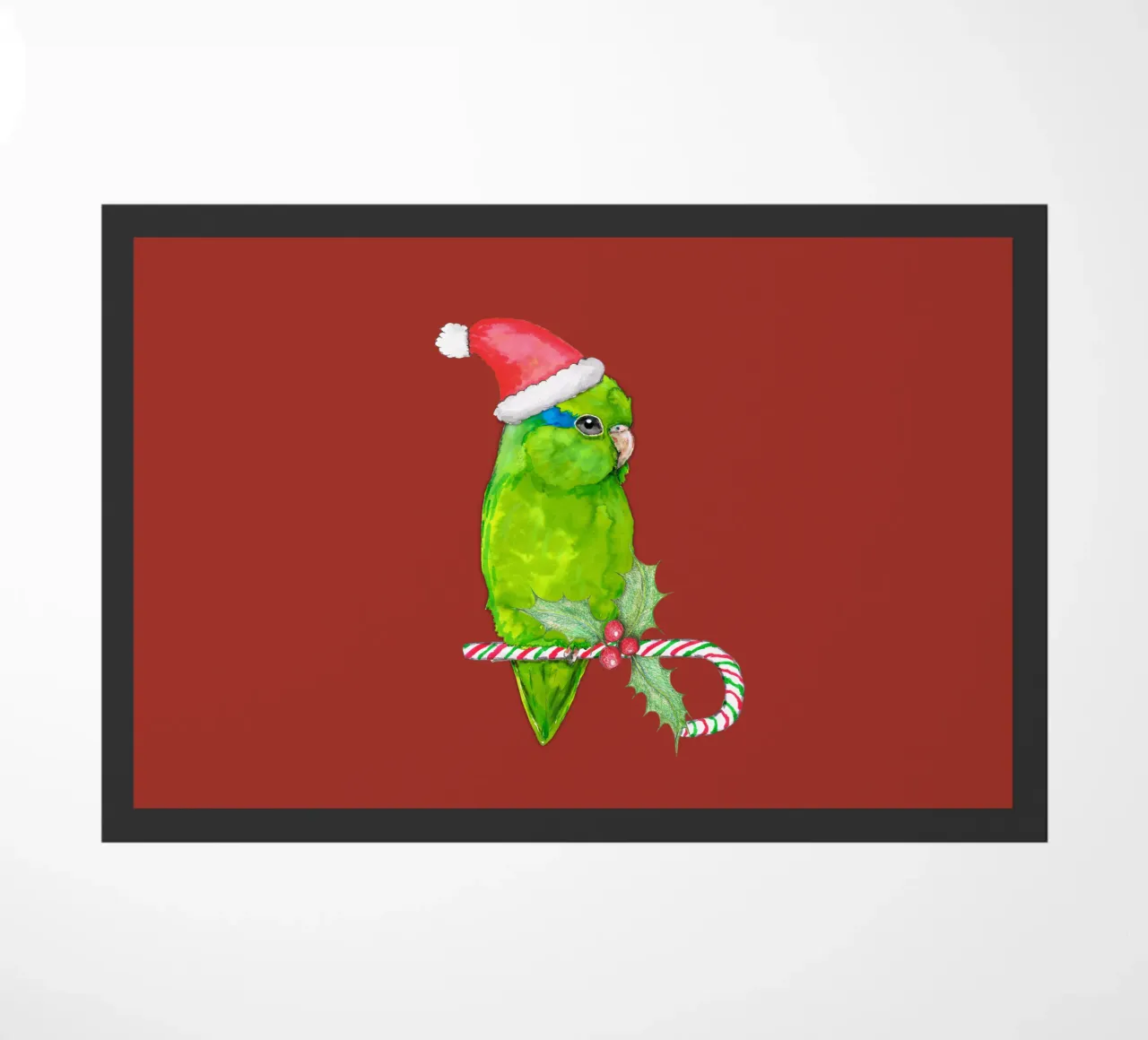 Pappagallino verde stile Natale zerbino da BwiseLizzy
