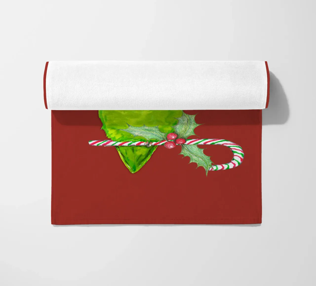 Pappagallino verde stile Natale telo mare da BwiseLizzy