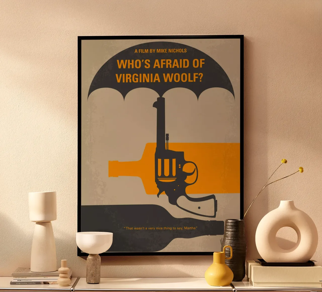 No426 My Whos Afraid of Virginia Woolf minimal movie poster carta hahnemühle da Chungkong