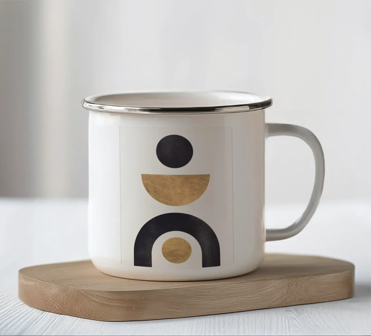 Forme geometriche - minimalismo in oro e nero tazza in smalto da Whole©