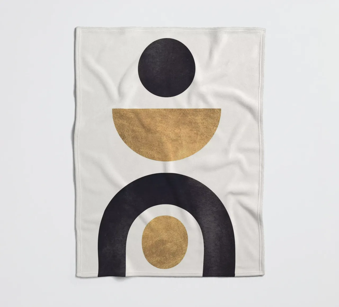 Forme geometriche - minimalismo in oro e nero coperta in pile da Whole©
