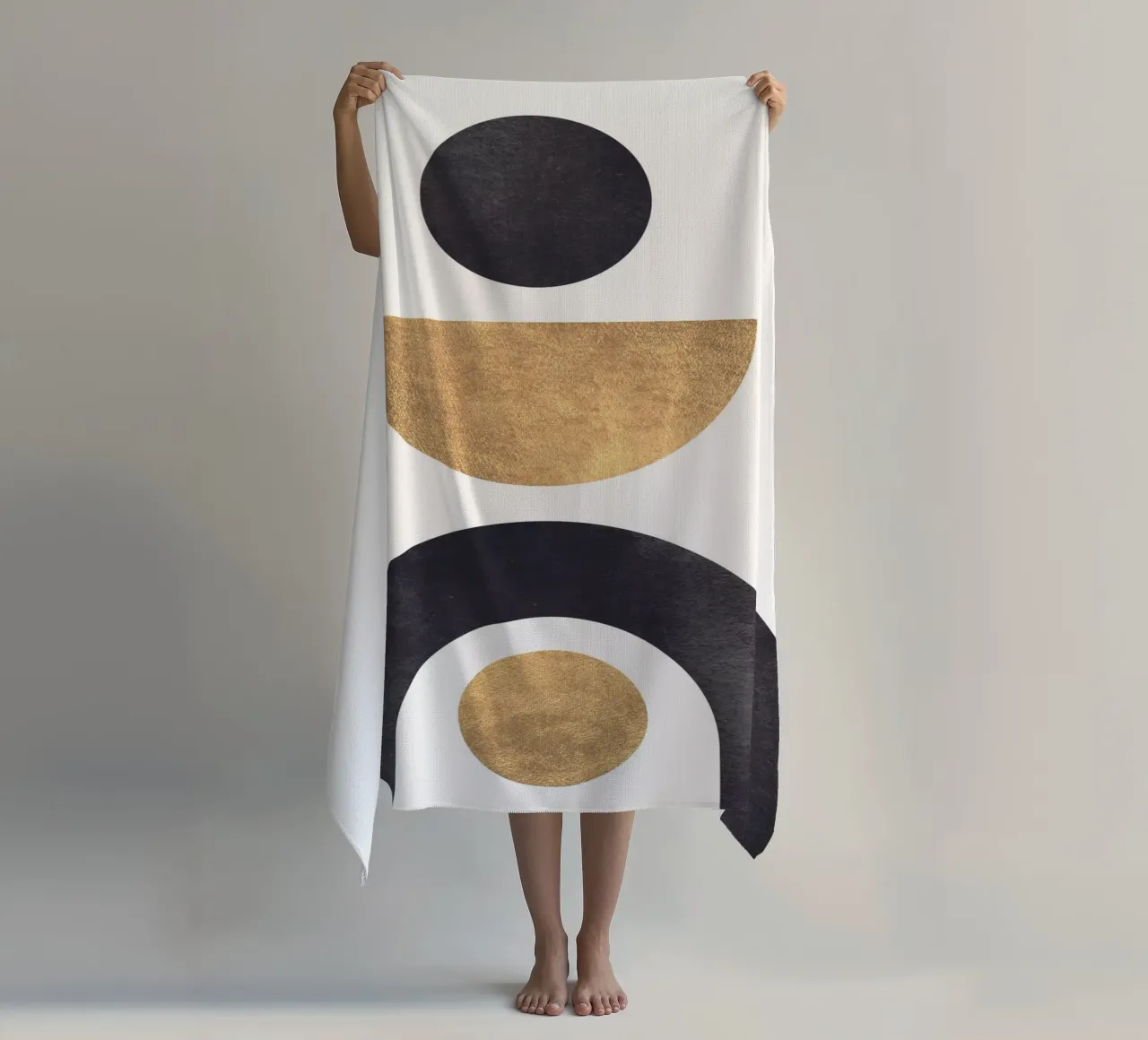 Forme geometriche - minimalismo in oro e nero telo mare da Whole©