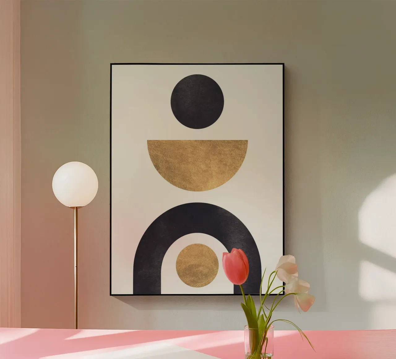 Forme geometriche - minimalismo in oro e nero plexiglass da Whole©