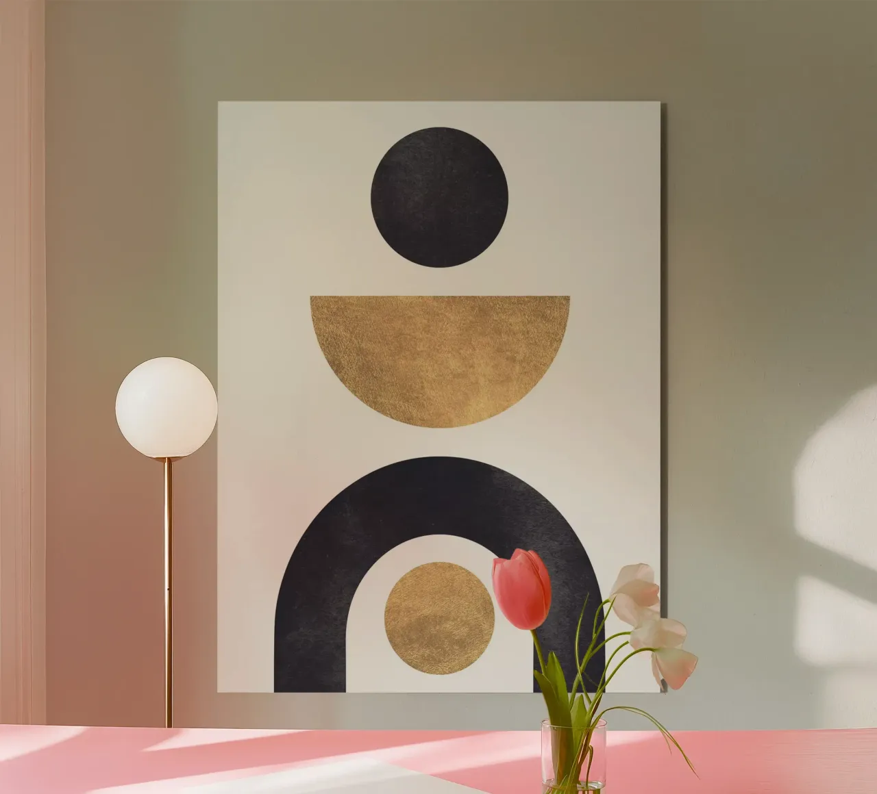 Forme geometriche - minimalismo in oro e nero alluminio dibond da Whole©