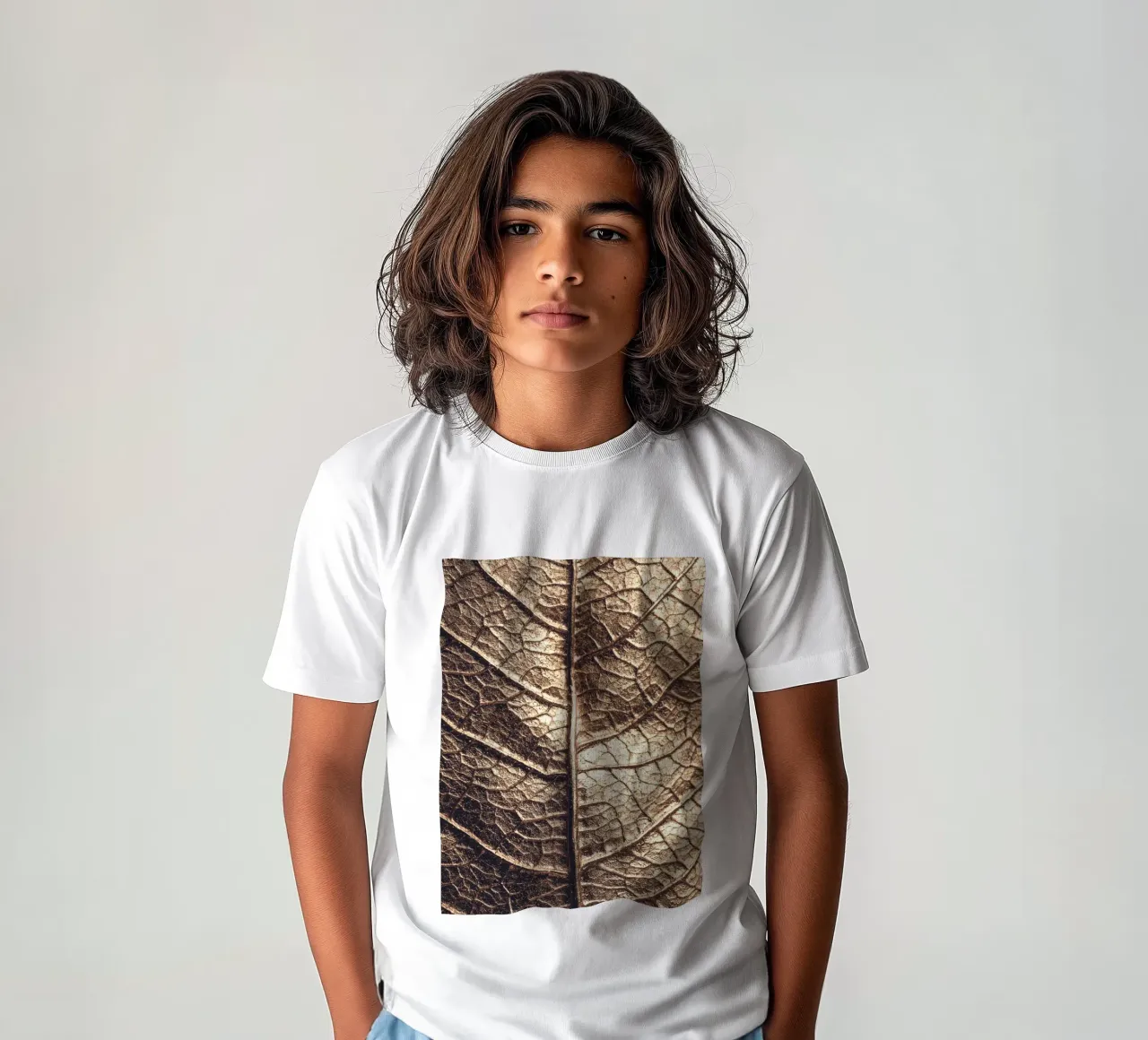 Golden leaf - natural texture in metallic look kids t-shirt by Whole©