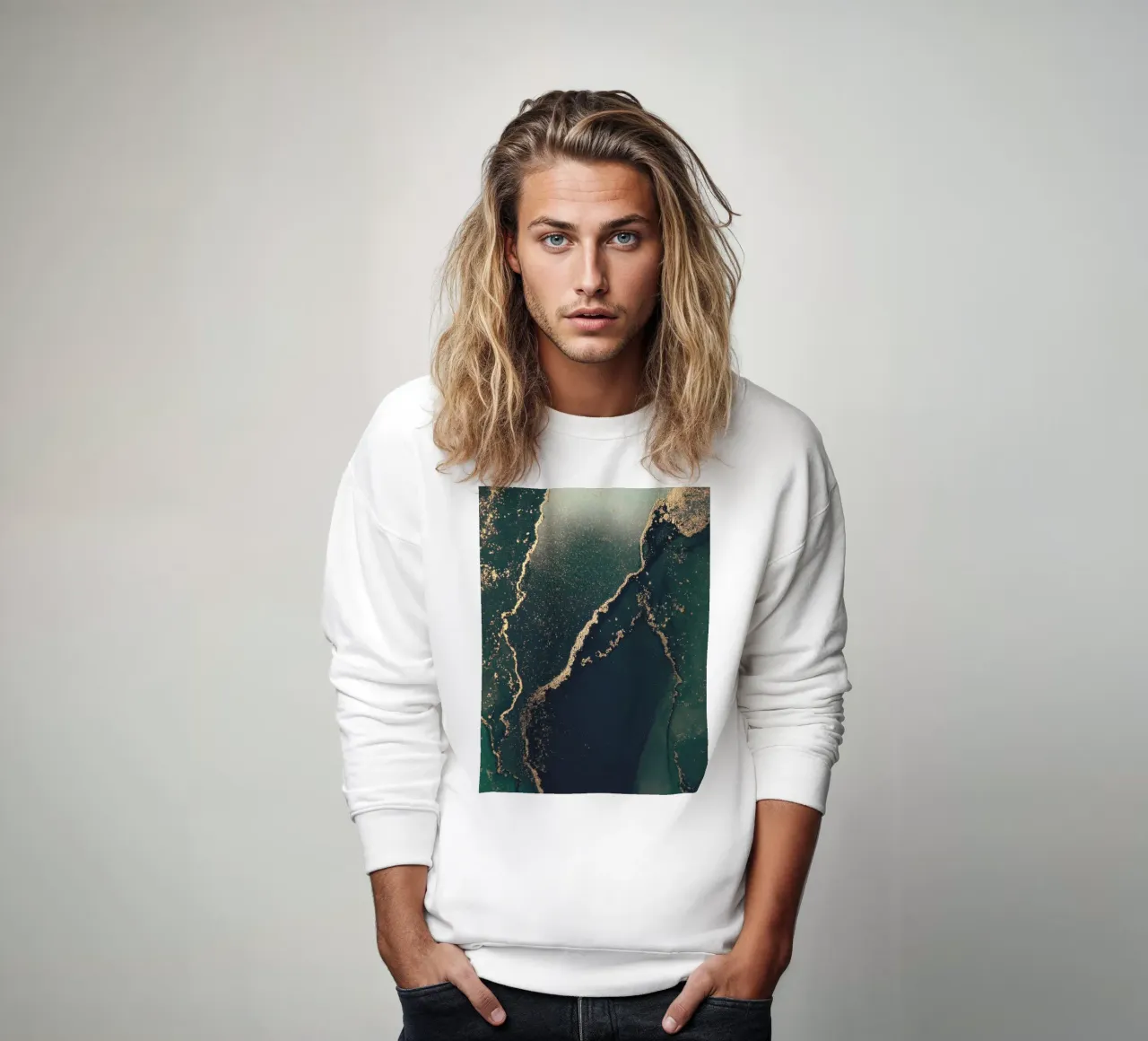 Look astratto in marmo - arte verde e oro felpa da Whole©