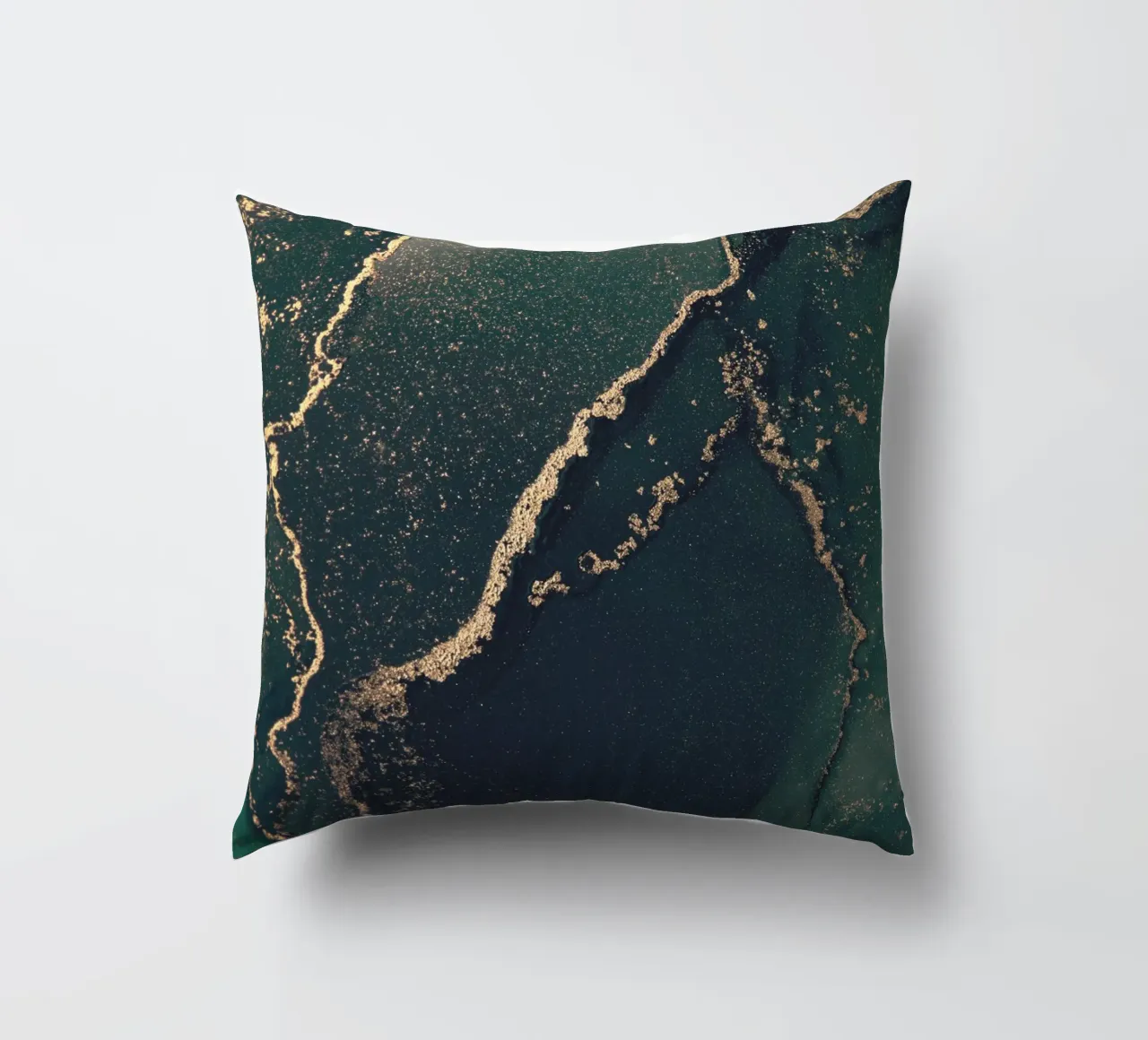 Abstract marble look - green and gold art decorative cushion by Whole©