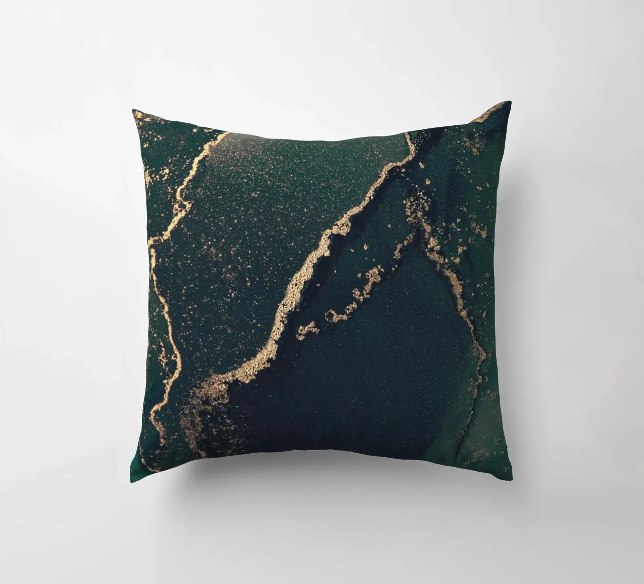Abstract marble look - green and gold art decorative cushion by Whole©