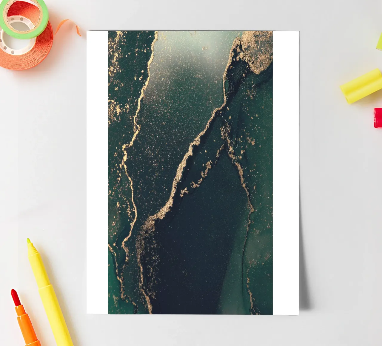 Abstract marble look - green and gold art sticker sheet by Whole©