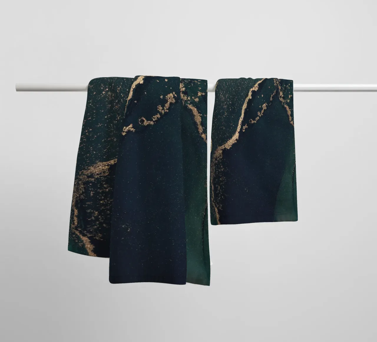 Abstract marble look - green and gold art towel by Whole©