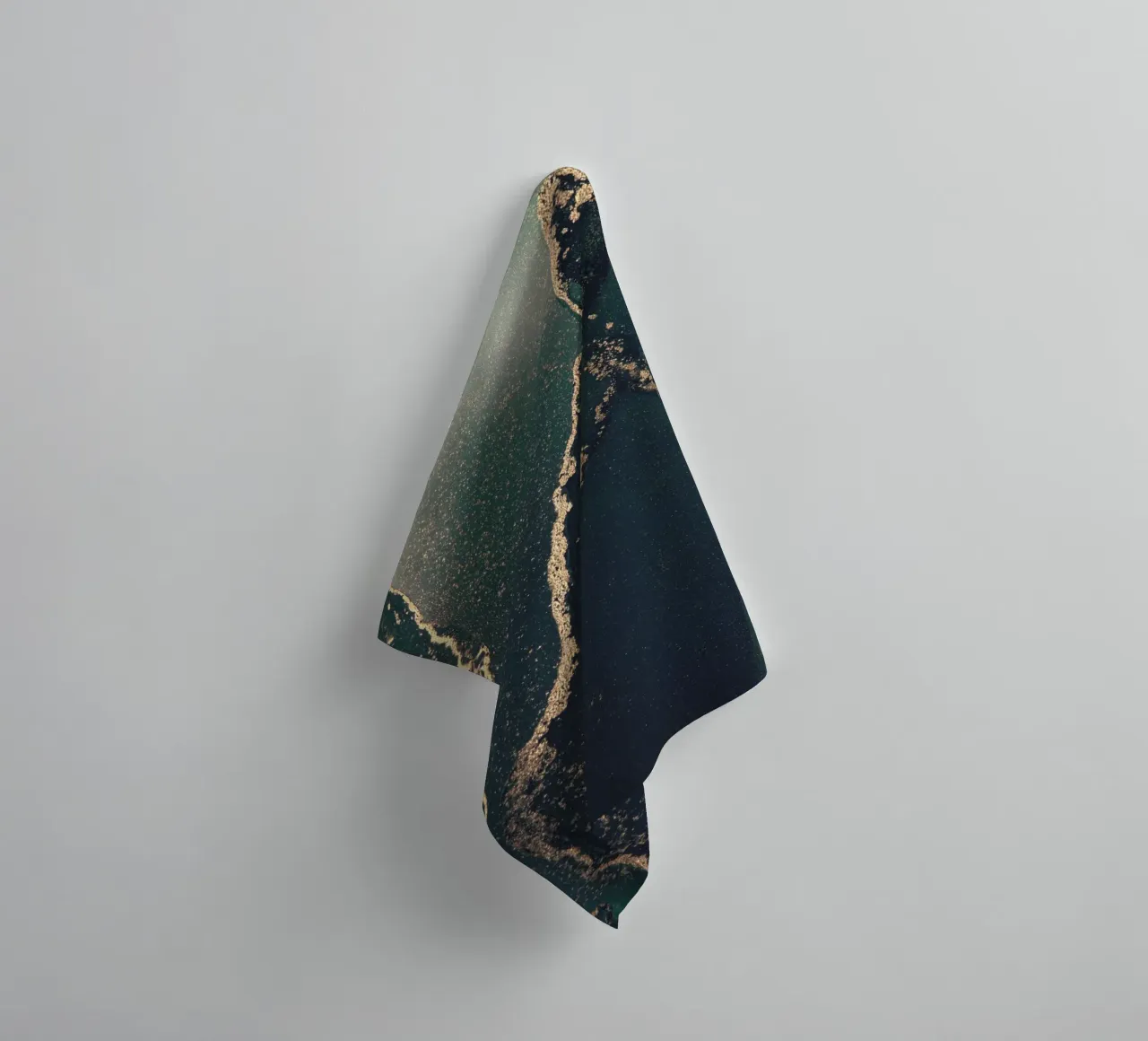 Abstract marble look - green and gold art towel by Whole©