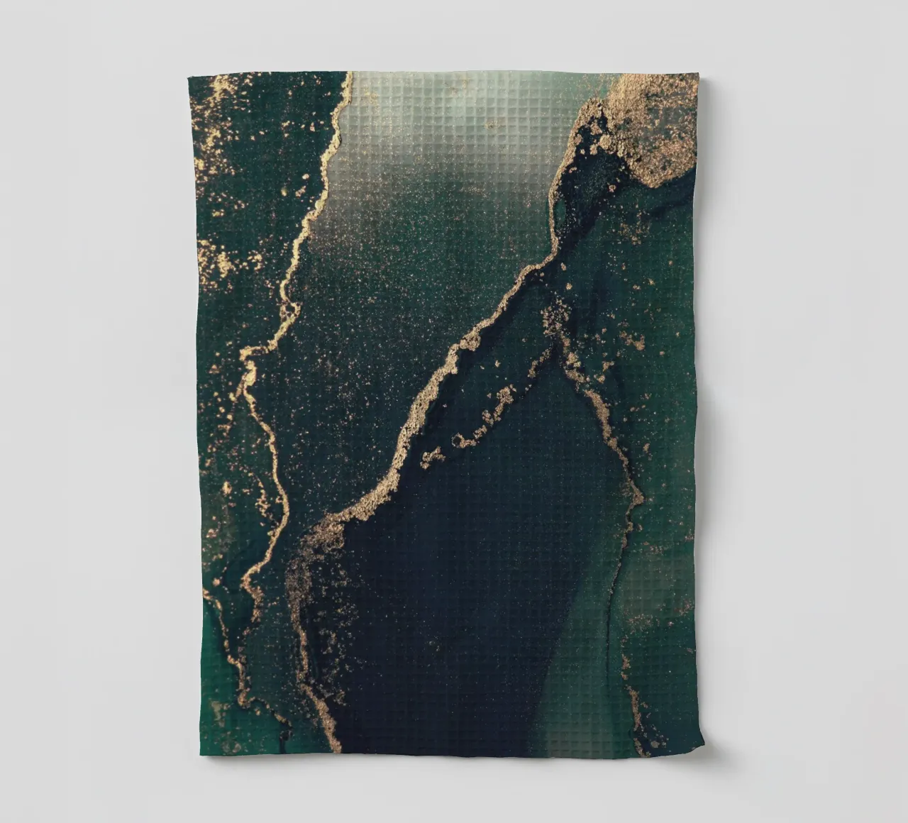 Aspect abstrait du marbre - art vert et or torchon de Whole©