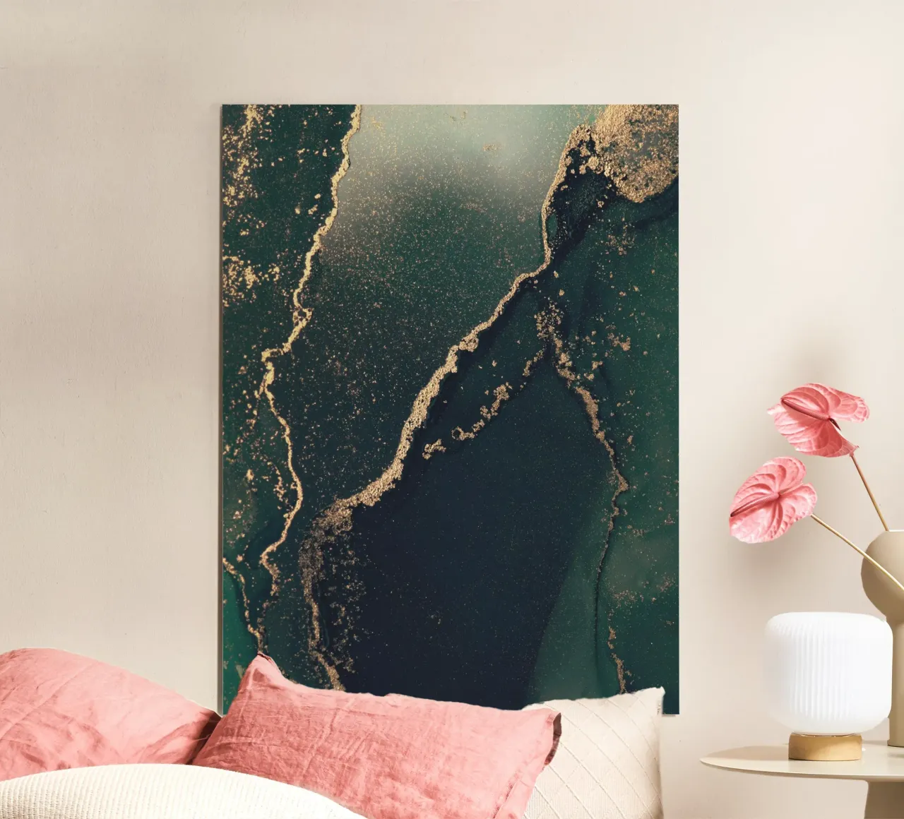 Abstract marble look - green and gold art hahnemühle by Whole©