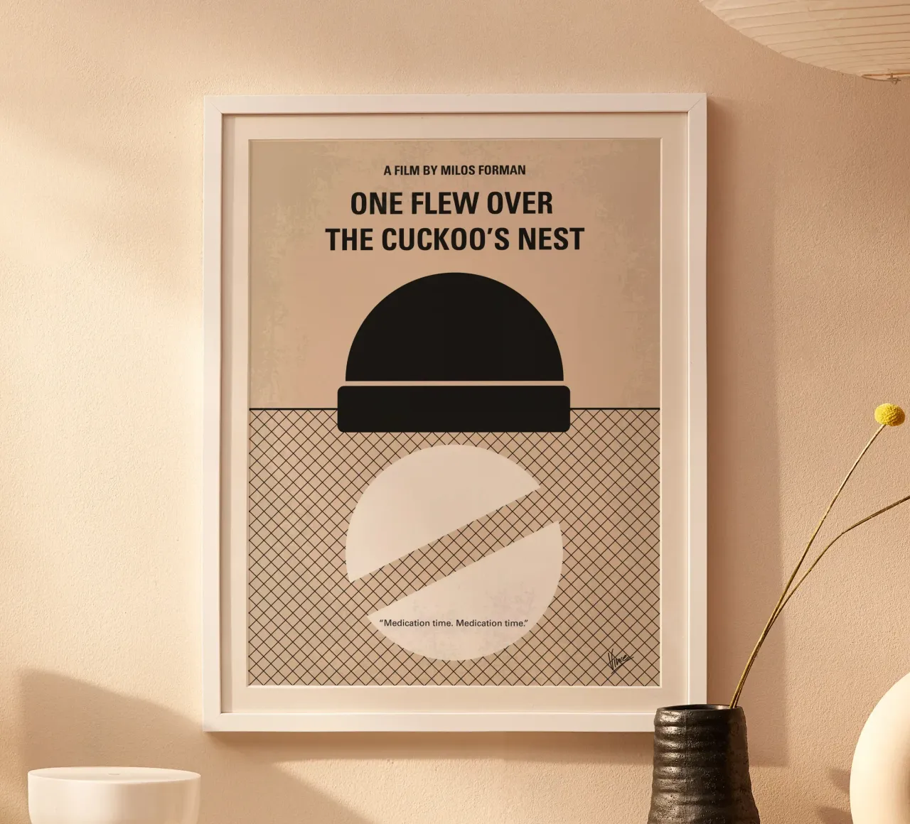 No454 My One Flew Over the Cuckoos Nest minimal movie poster carta hahnemühle da Chungkong