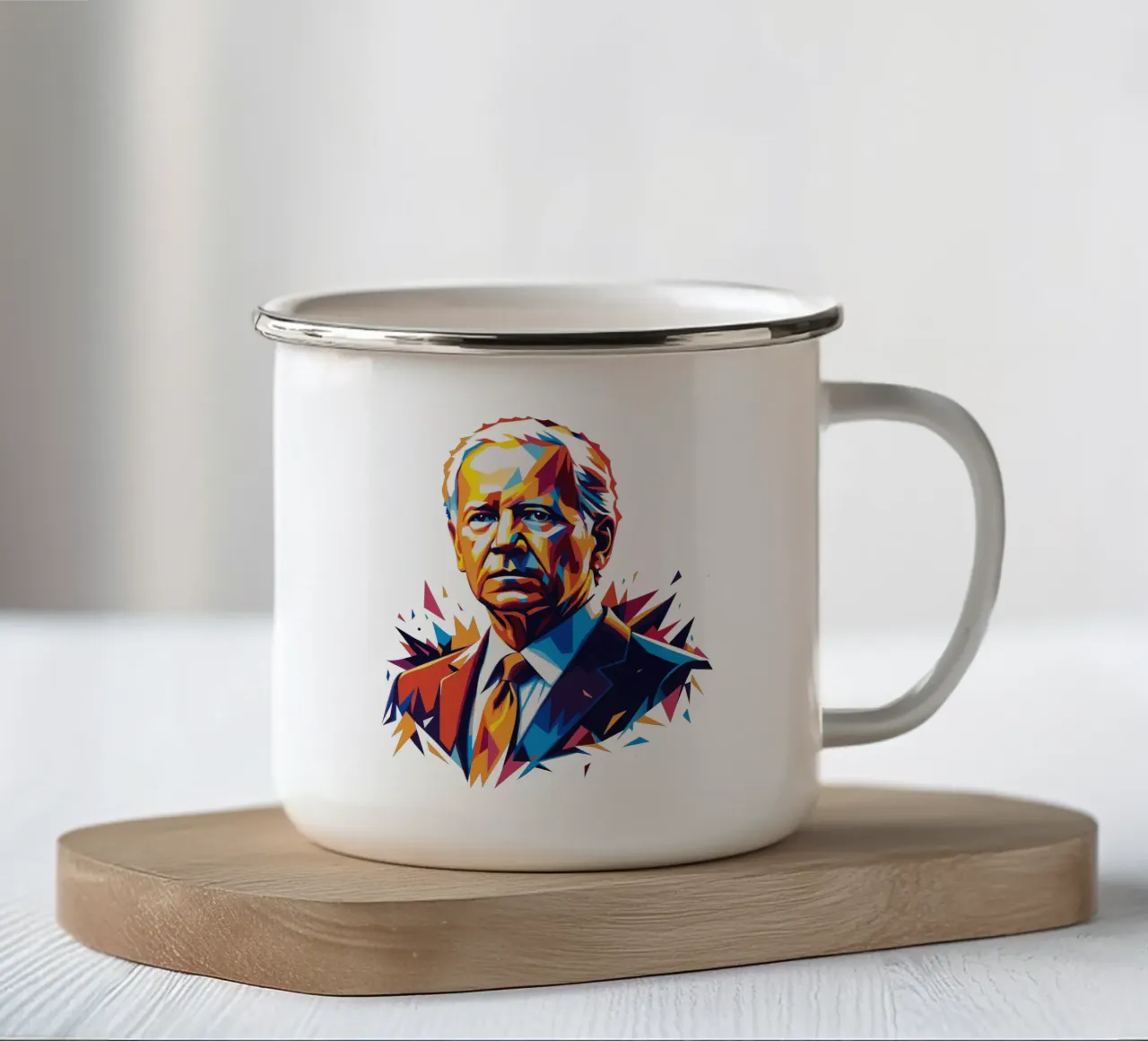 Joe Biden in WPAP Pop Art tazza in smalto da vectorartnesia