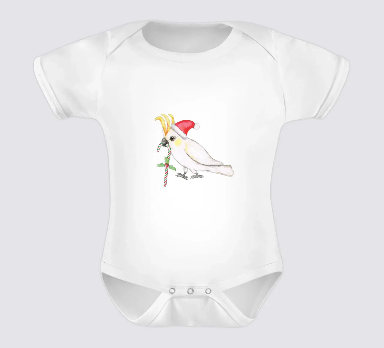 Cacatua dalle creste sulfuree in stile natalizio body neonato maniche corte da BwiseLizzy