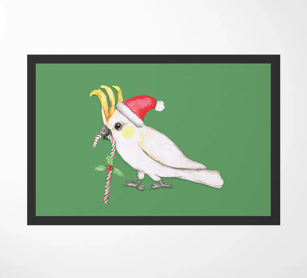 Cacatua dalle creste sulfuree in stile natalizio zerbino da BwiseLizzy