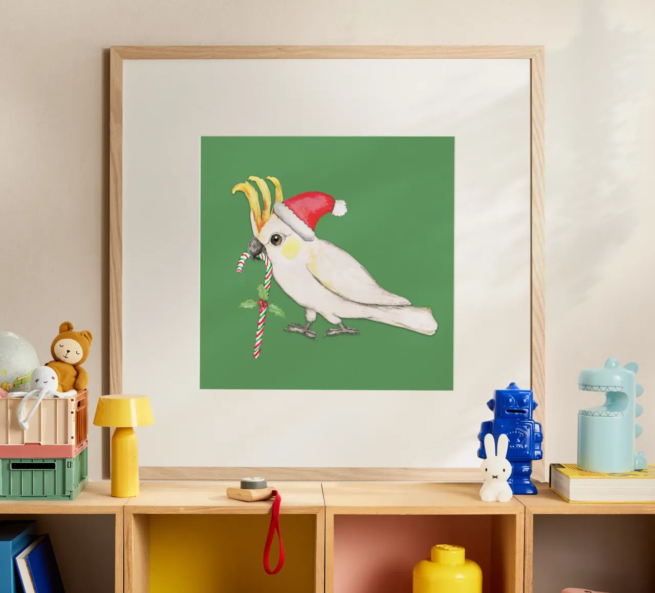 Cacatua dalle creste sulfuree in stile natalizio carta hahnemühle da BwiseLizzy