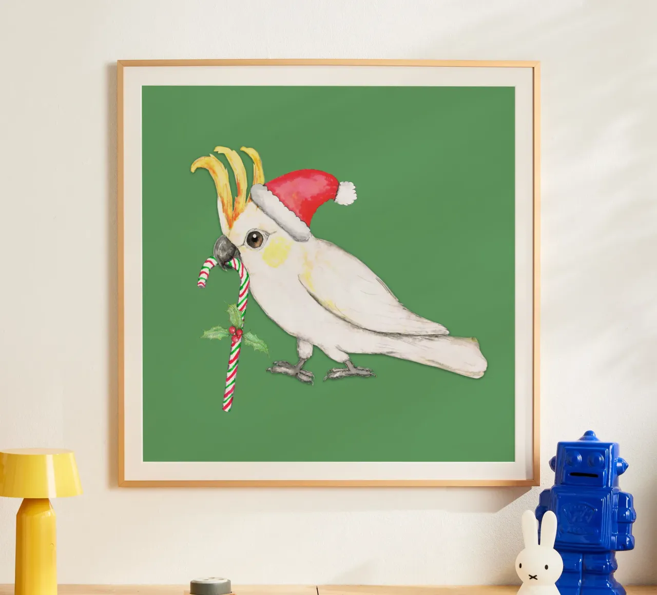 Cacatua dalle creste sulfuree in stile natalizio carta hahnemühle da BwiseLizzy