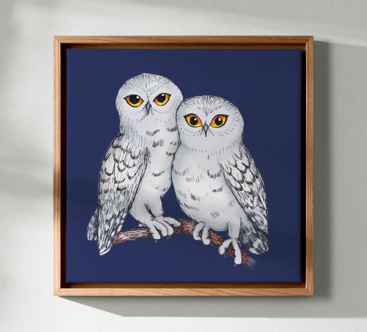 Twee mooie sneeuwuilen canvas met Baklijst van BwiseLizzy