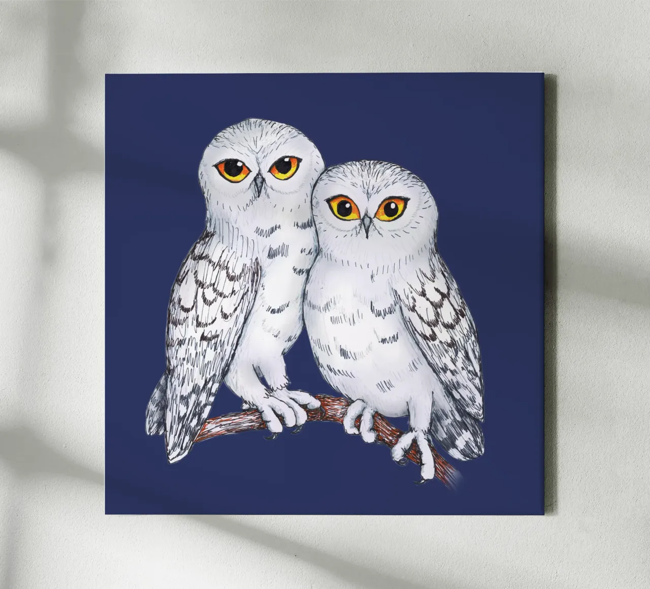 Twee mooie sneeuwuilen canvas met Baklijst van BwiseLizzy