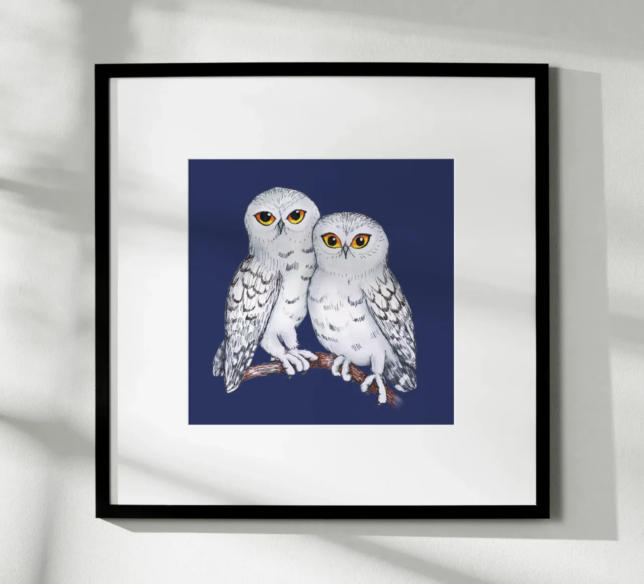 Twee mooie sneeuwuilen poster van BwiseLizzy