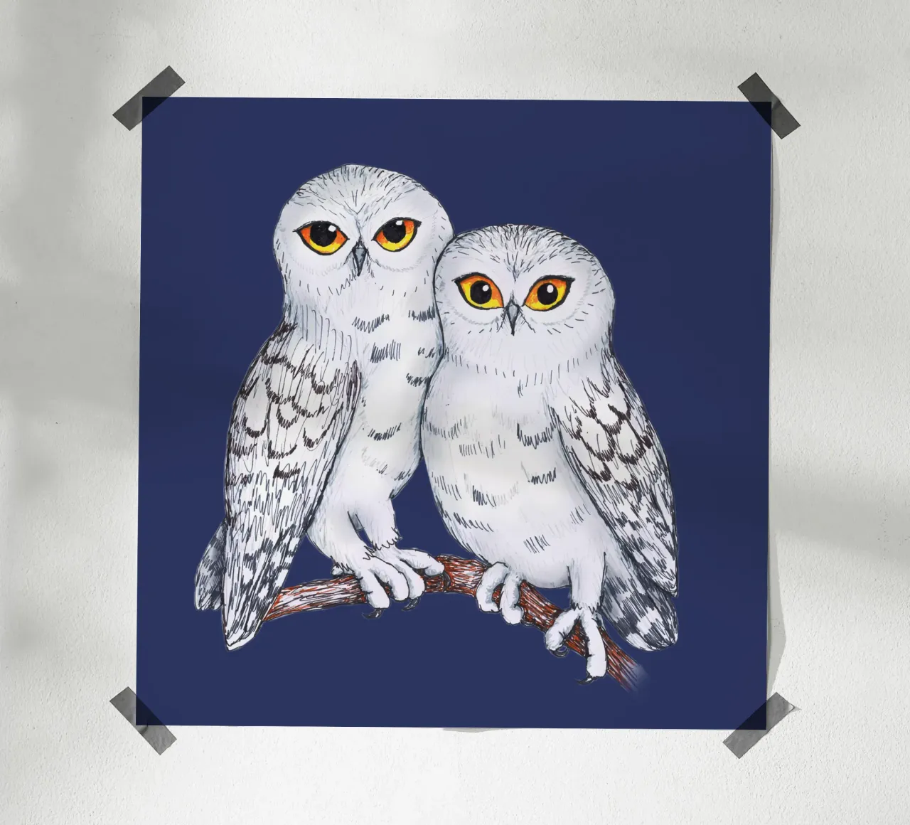 Twee mooie sneeuwuilen poster van BwiseLizzy