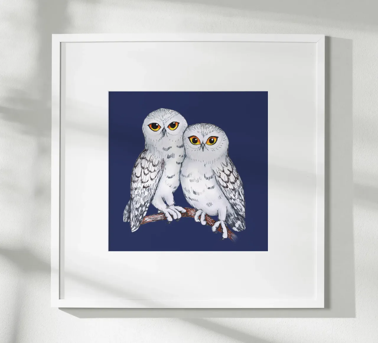 Twee mooie sneeuwuilen poster van BwiseLizzy