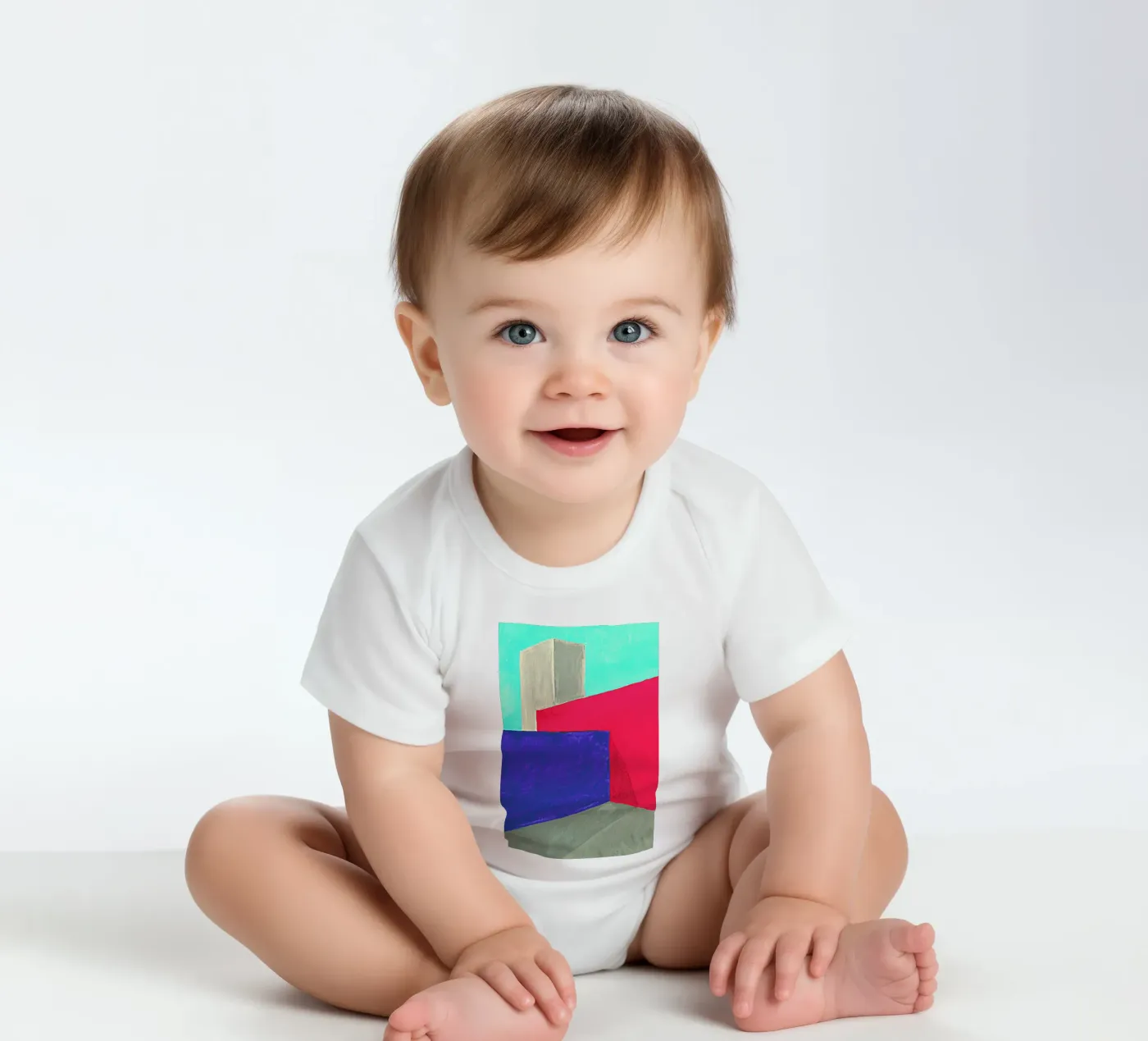 Corner short-sleeve baby romper by Xchange Art Studio