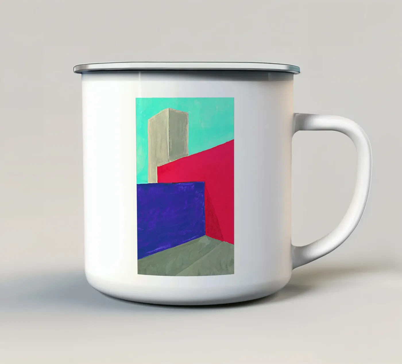 Corner enamel mug by Xchange Art Studio