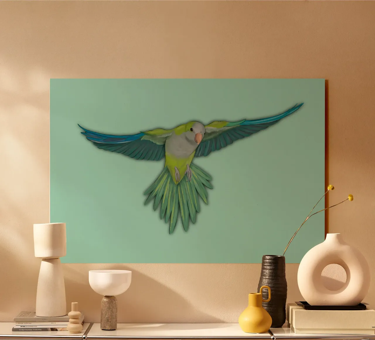 Fliegender Quaker-Papagei Acryl-Glas von BwiseLizzy