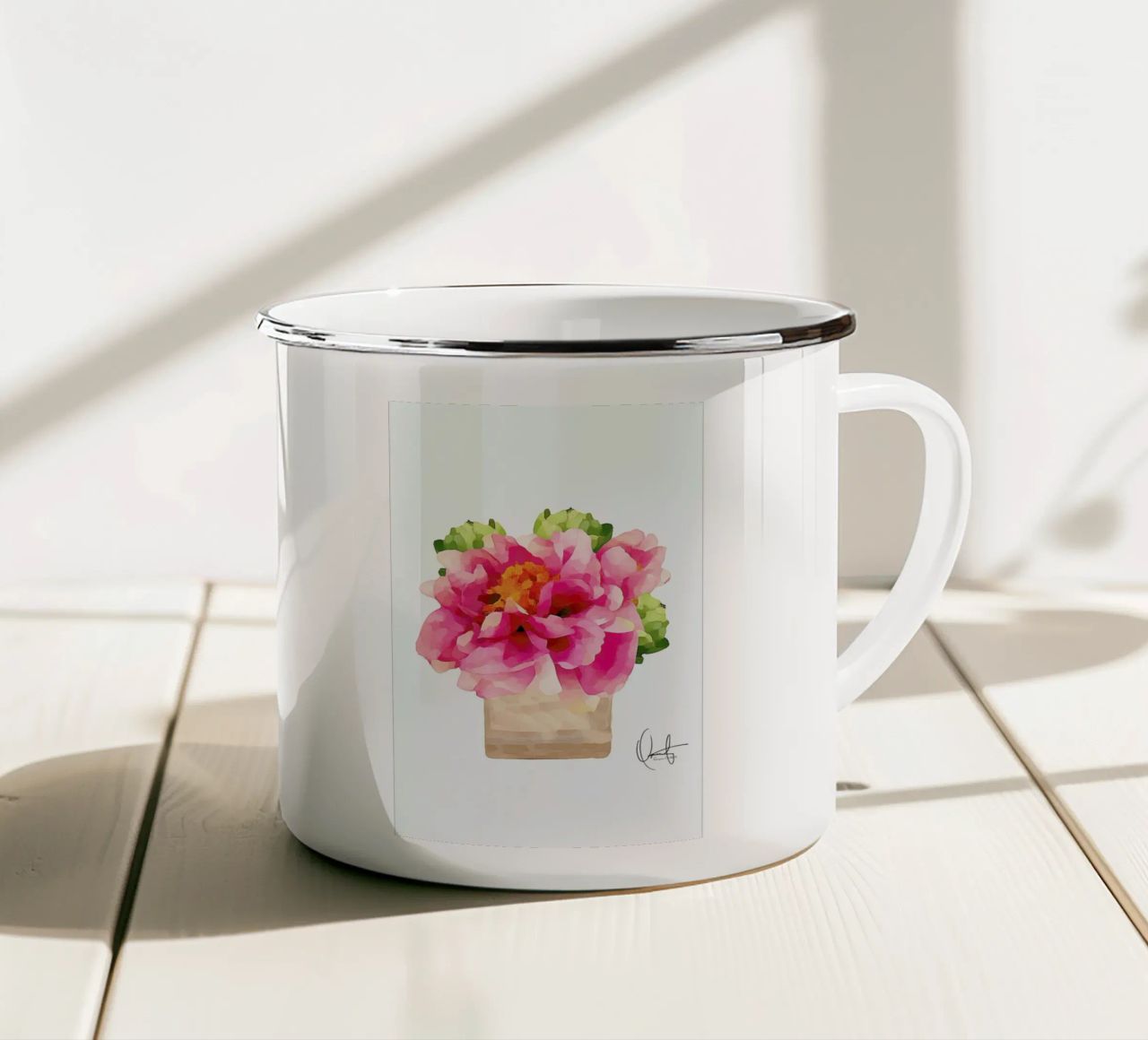 Peonies tazza in smalto da Xchange Art Studio