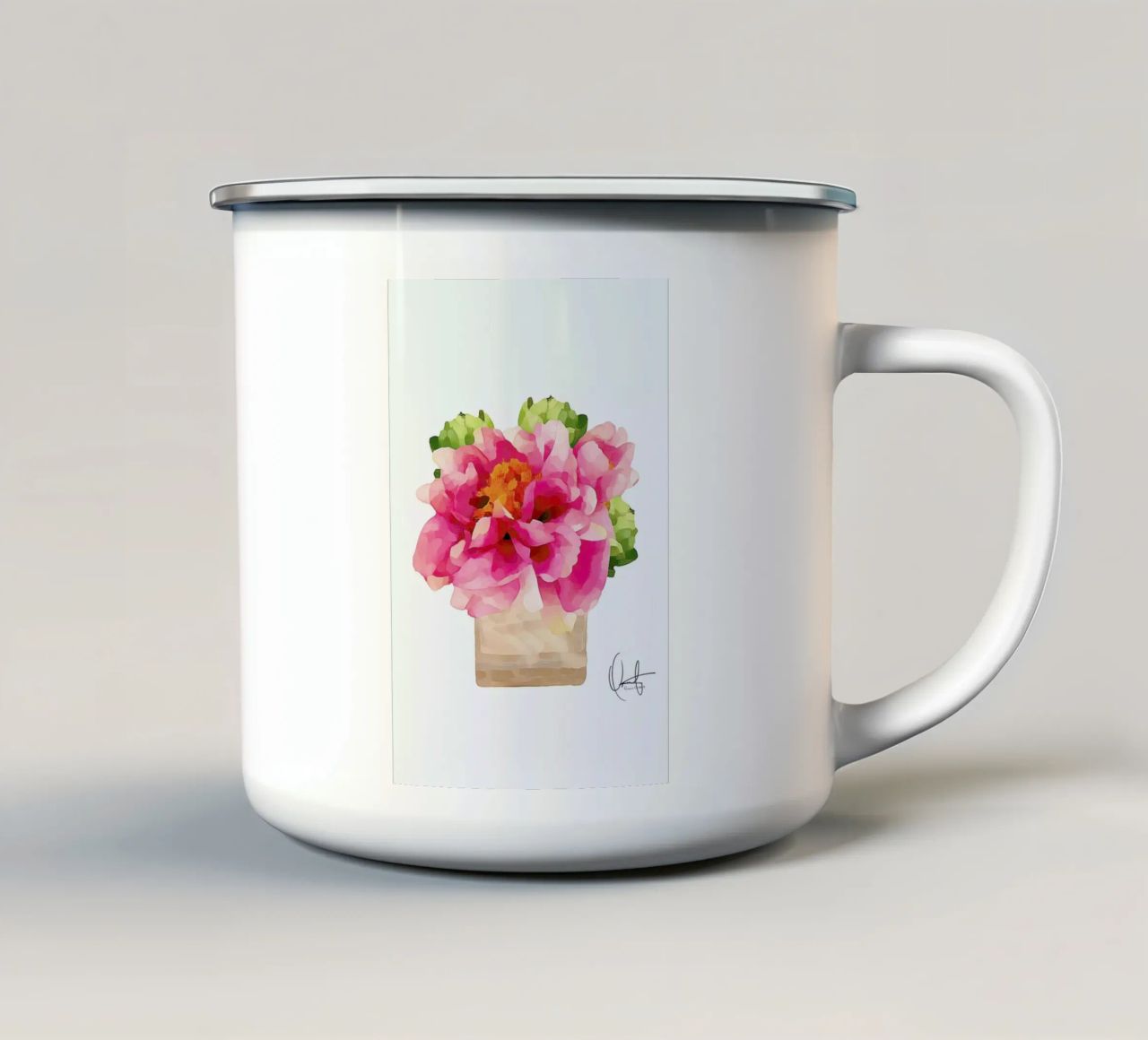Peonies tazza in smalto da Xchange Art Studio