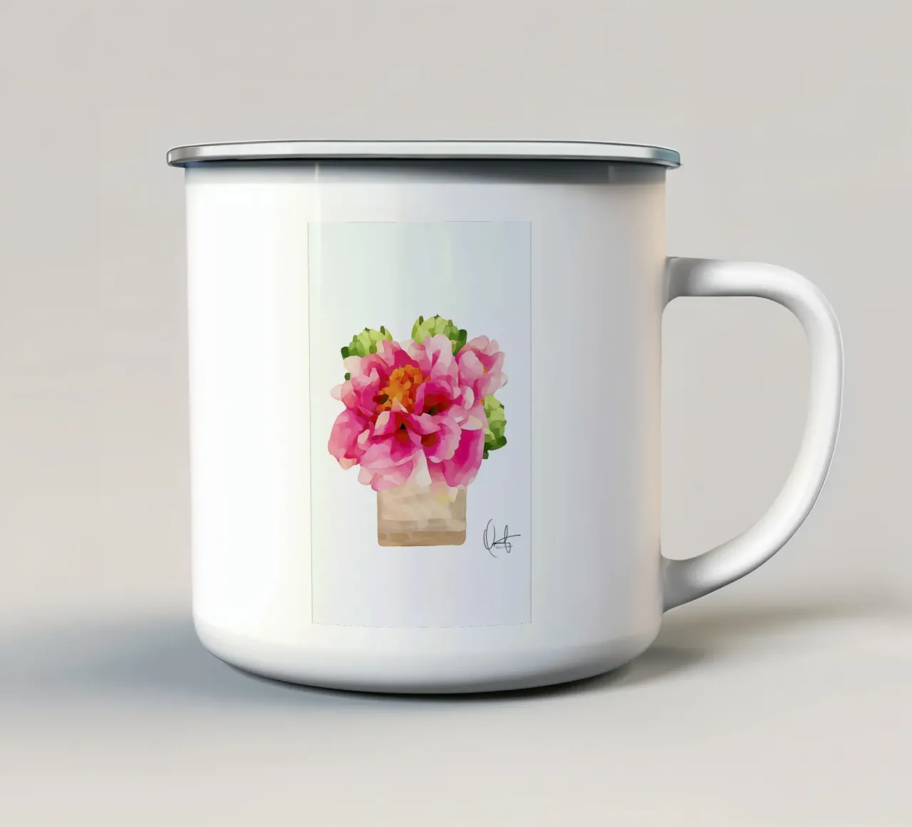 Peonies tazza in smalto da Xchange Art Studio