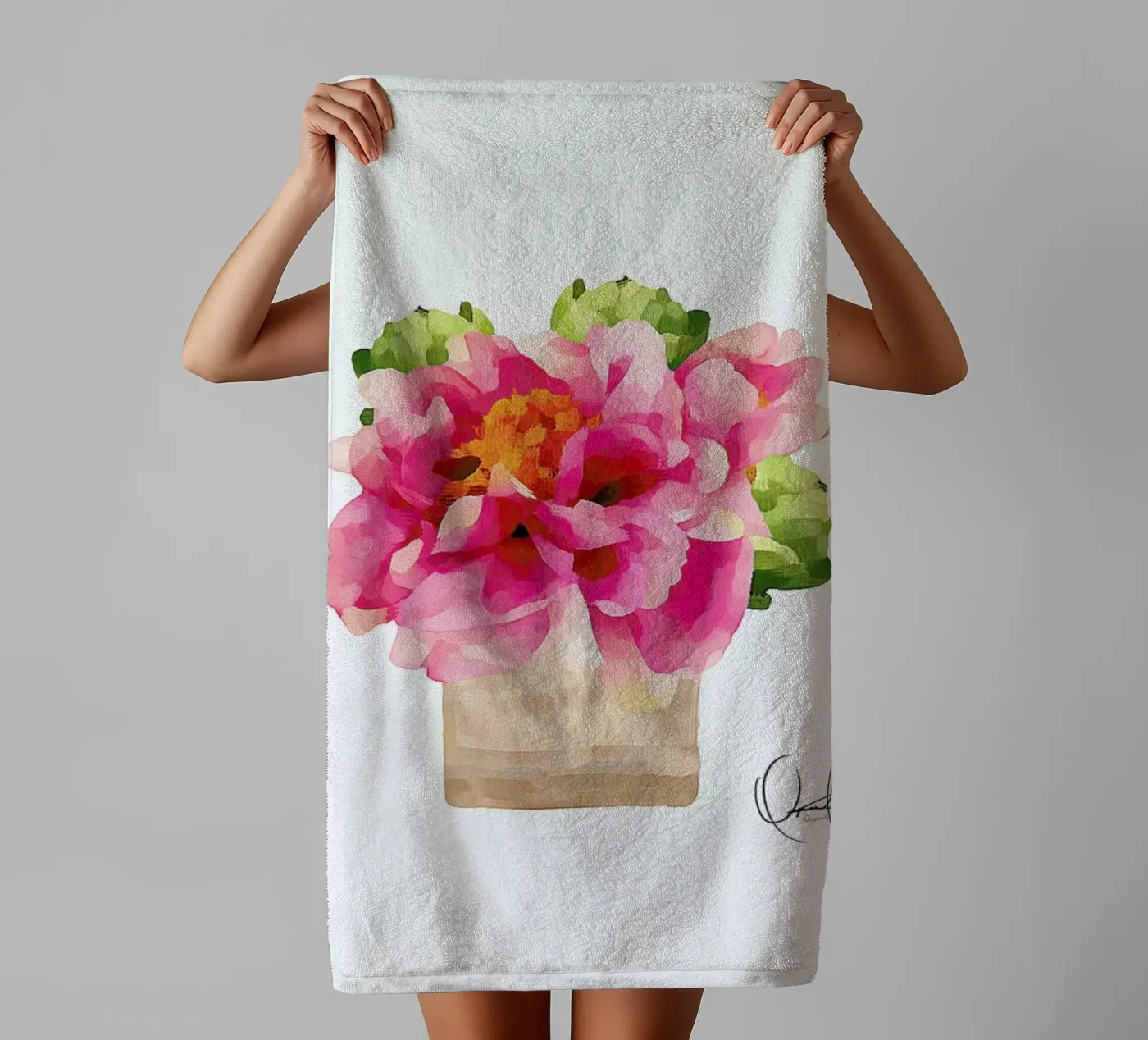 Peonies badhanddoek van Xchange Art Studio