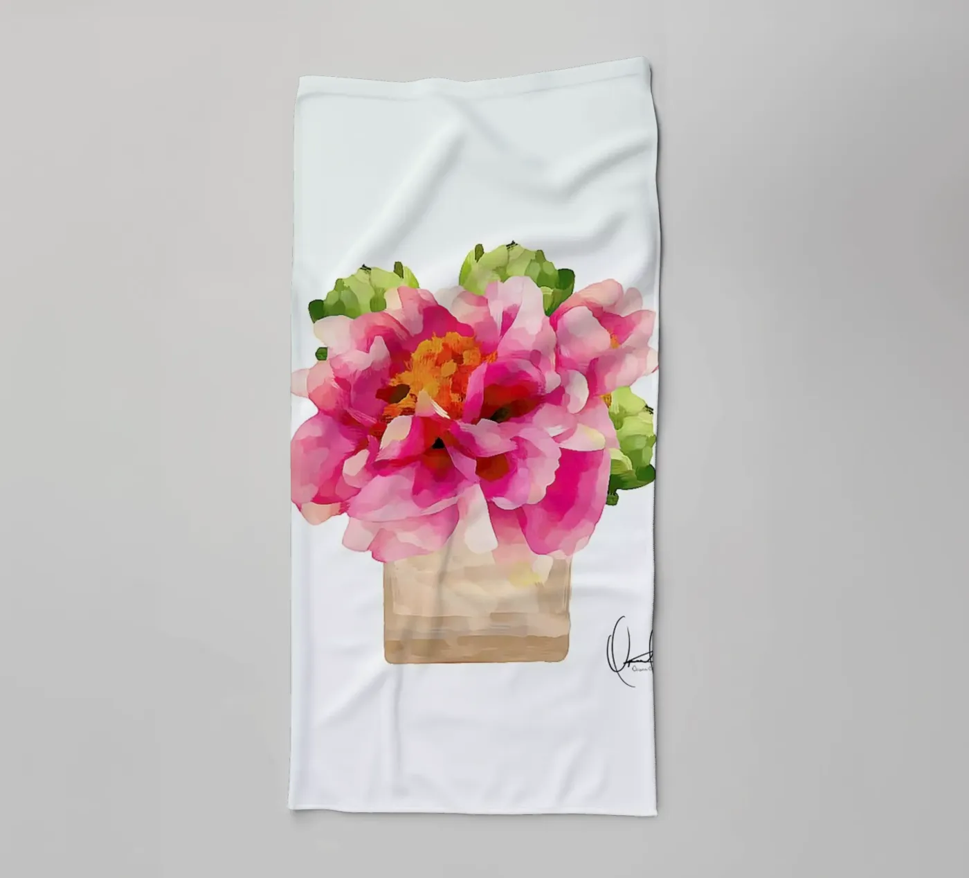 Peonies badhanddoek van Xchange Art Studio