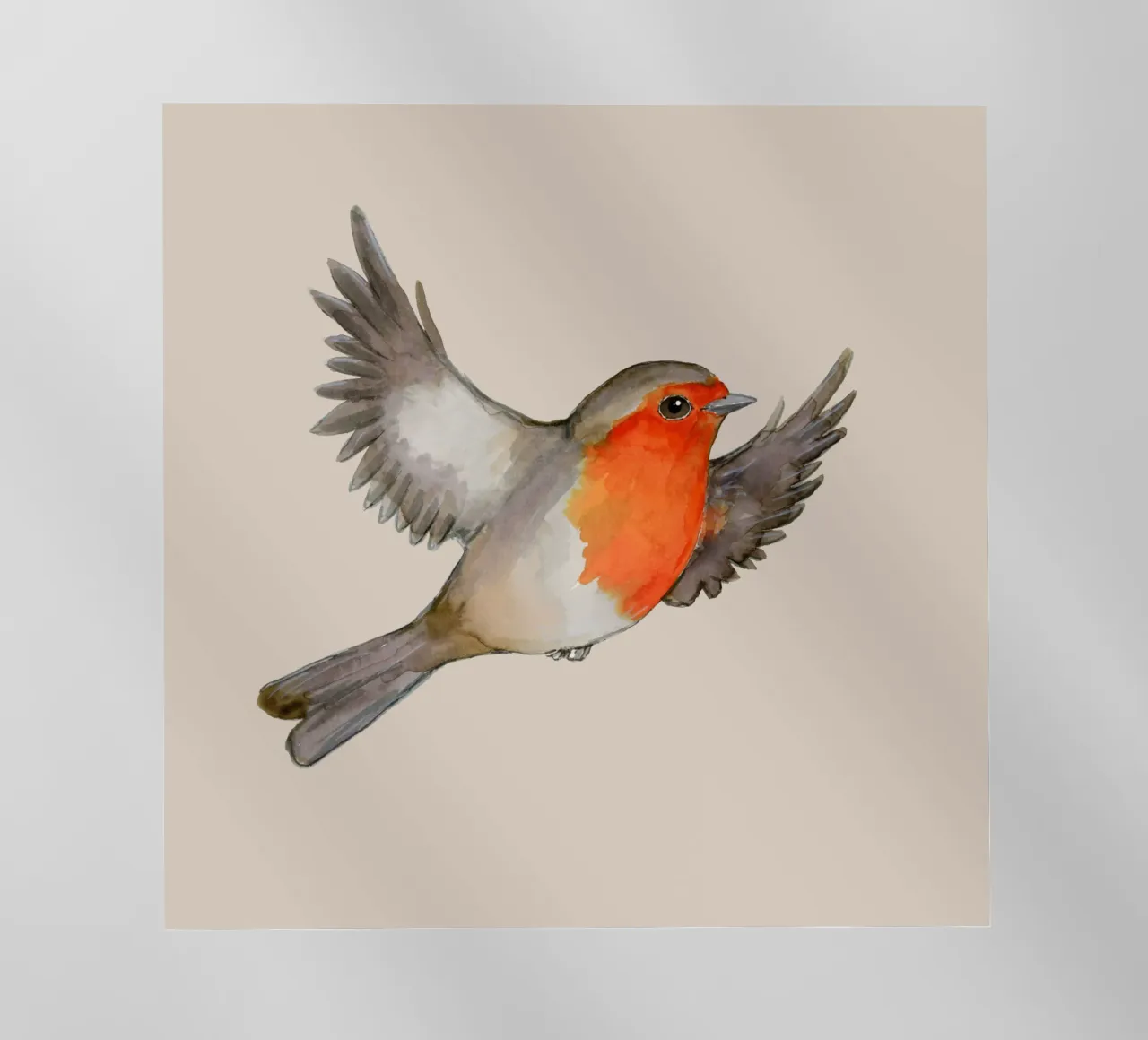 Disegno ad acquerello di un pettirosso in volo pellicola backlit da BwiseLizzy