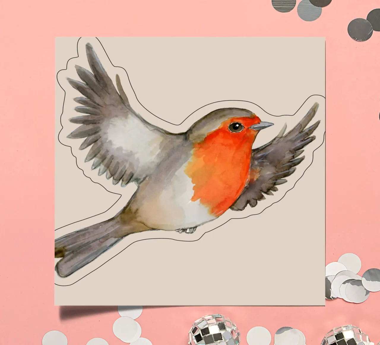 Eine Aquarellzeichnung eines fliegenden Rotkehlchens Stickerbogen von BwiseLizzy